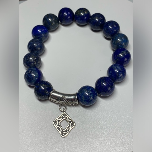 Silpada Vintage Sterling Silver & Lapis Lazuli CONFECTION Stretch Bracelet - Picture 10 of 13